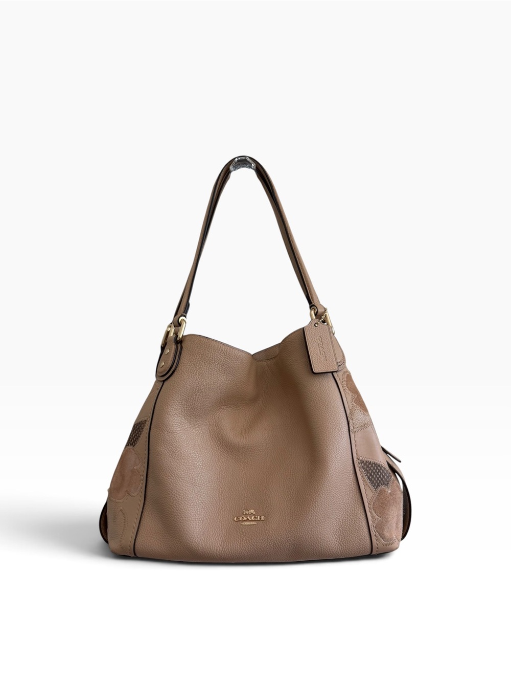 Coach Edie 31 Beechwood Leather Tea Rose Patchwork Shoulder Bag EUC
